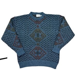 Vintage Penn's Landing Wool Blend Sweater Mens Size XL Geometric Knit Grandpa
